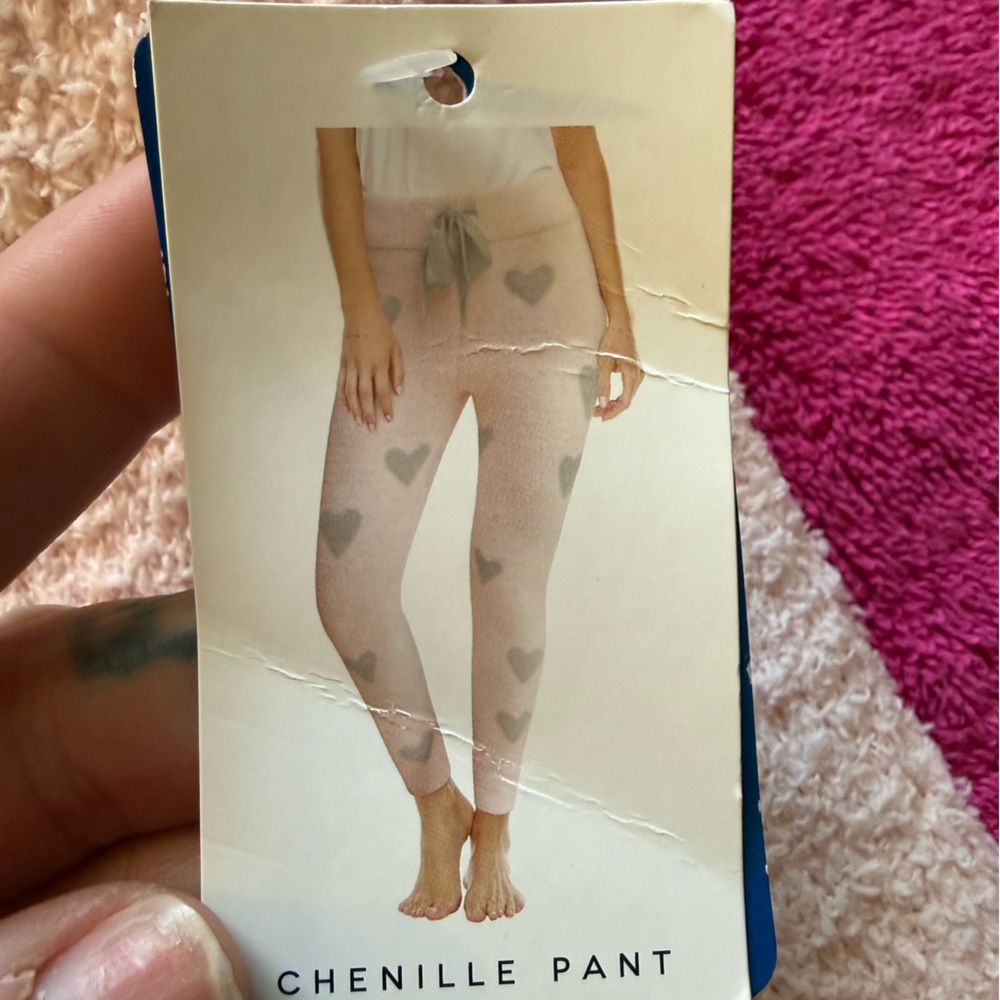 Honeydew Intimates Pink Chenille Heart Comfy Pants